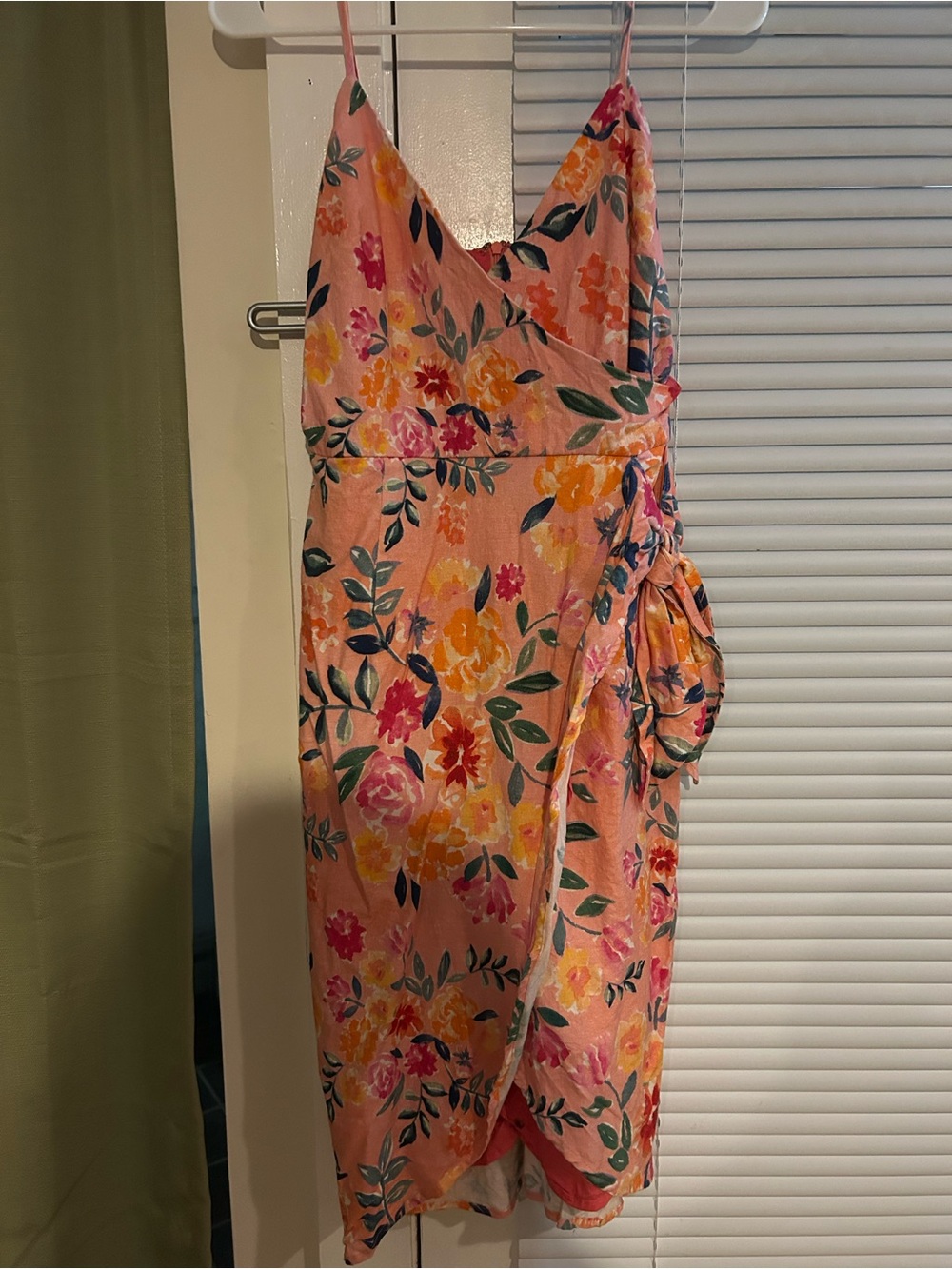 Lovers + Friends Pink Floral Wrap Midi Dress